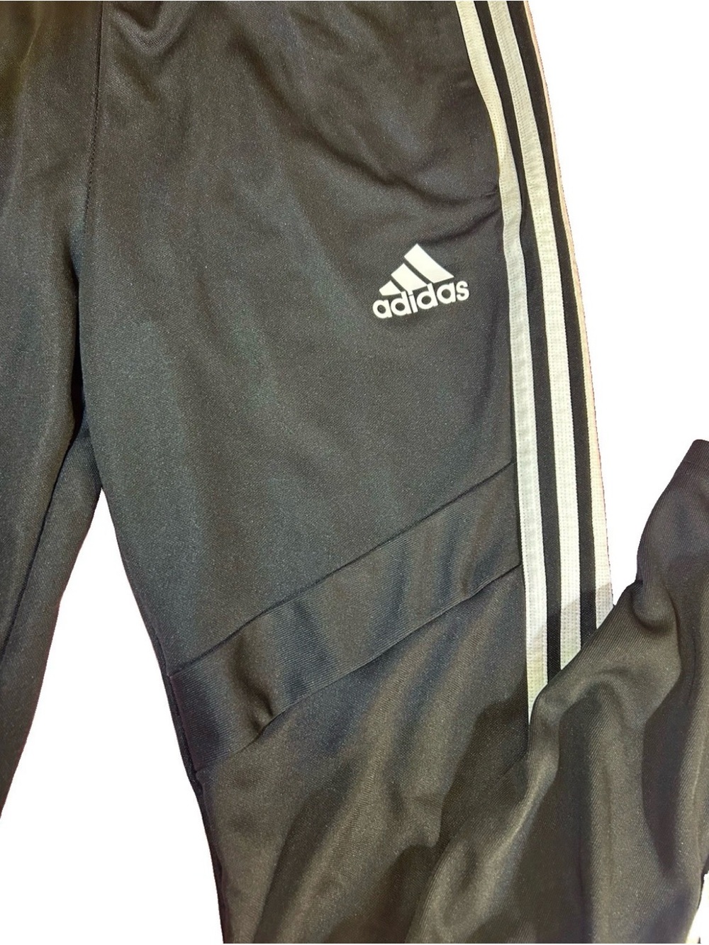 Adidas Black Track Pants with White Side Stripes - Picture 4 of 5